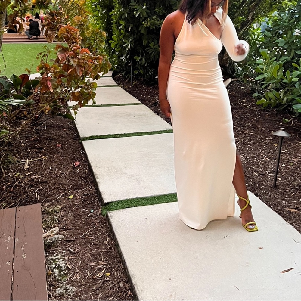 Marcella NYC white one shoulder gown